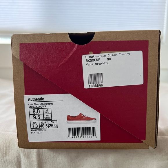 NWT Vans Authentic Shoe M8/W9.5 Burnt Ochre - Picture 5 of 5